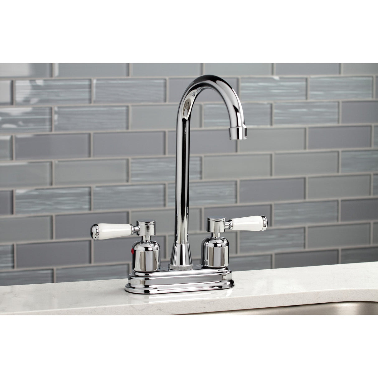 Paris KB8491DPL Two-Handle 2-Hole Deck Mount Bar Faucet, Polished Chrome