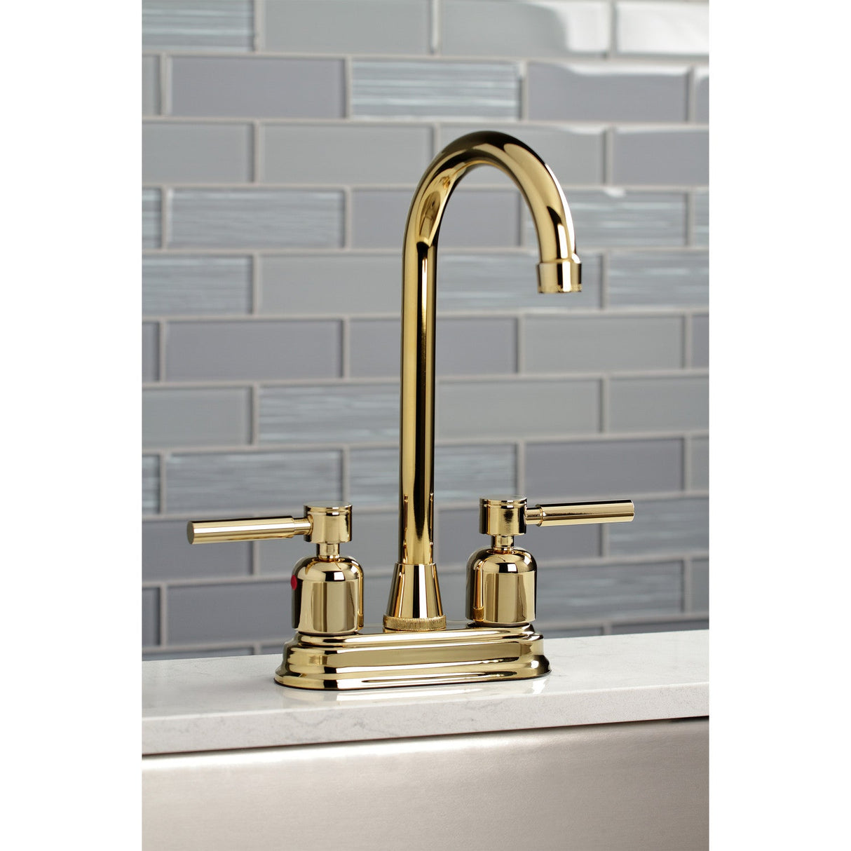 Concord KB8492DL Two-Handle 2-Hole Deck Mount Bar Faucet, Polished Brass