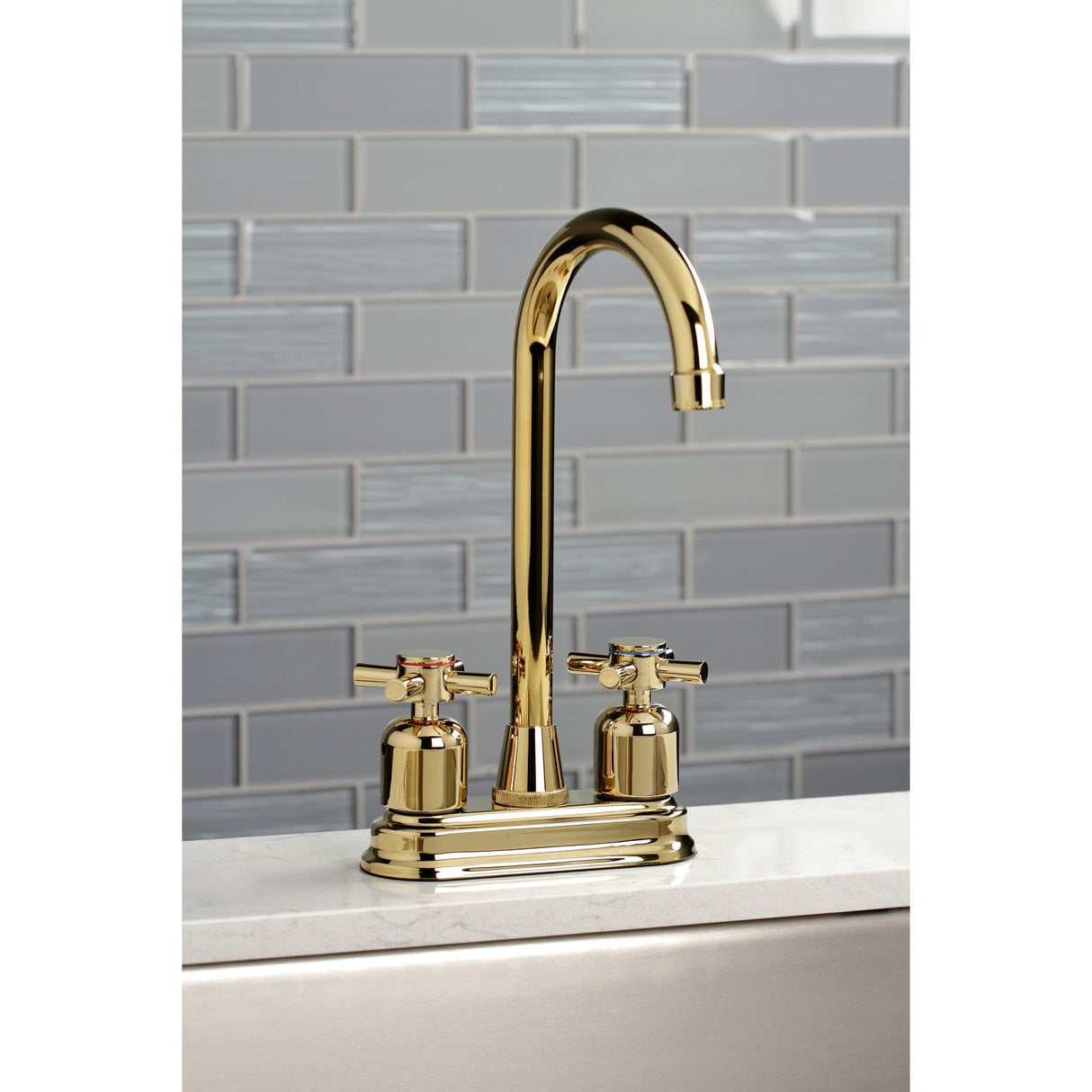 Concord KB8492DX Two-Handle 2-Hole Deck Mount Bar Faucet, Polished Brass