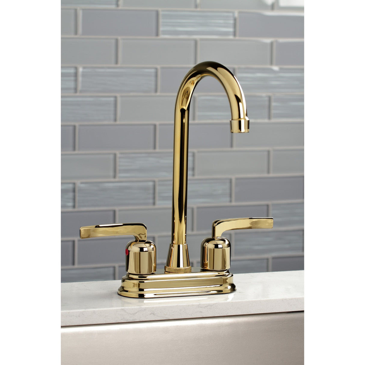 Centurion KB8492EFL Two-Handle 2-Hole Deck Mount Bar Faucet, Polished Brass