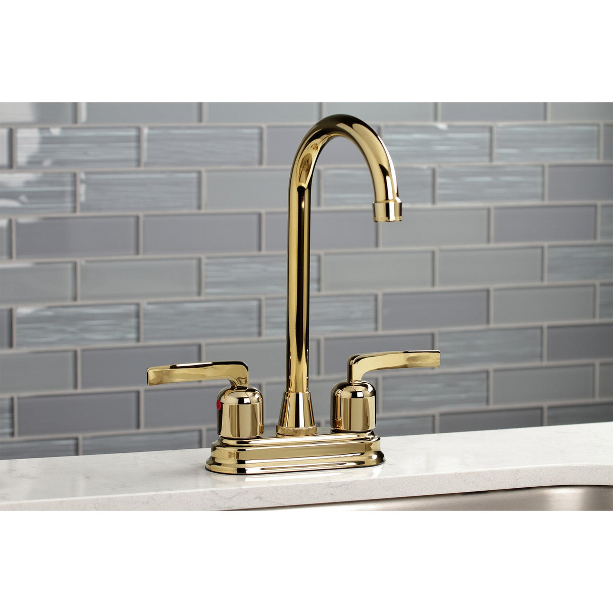 Centurion KB8492EFL Two-Handle 2-Hole Deck Mount Bar Faucet, Polished Brass