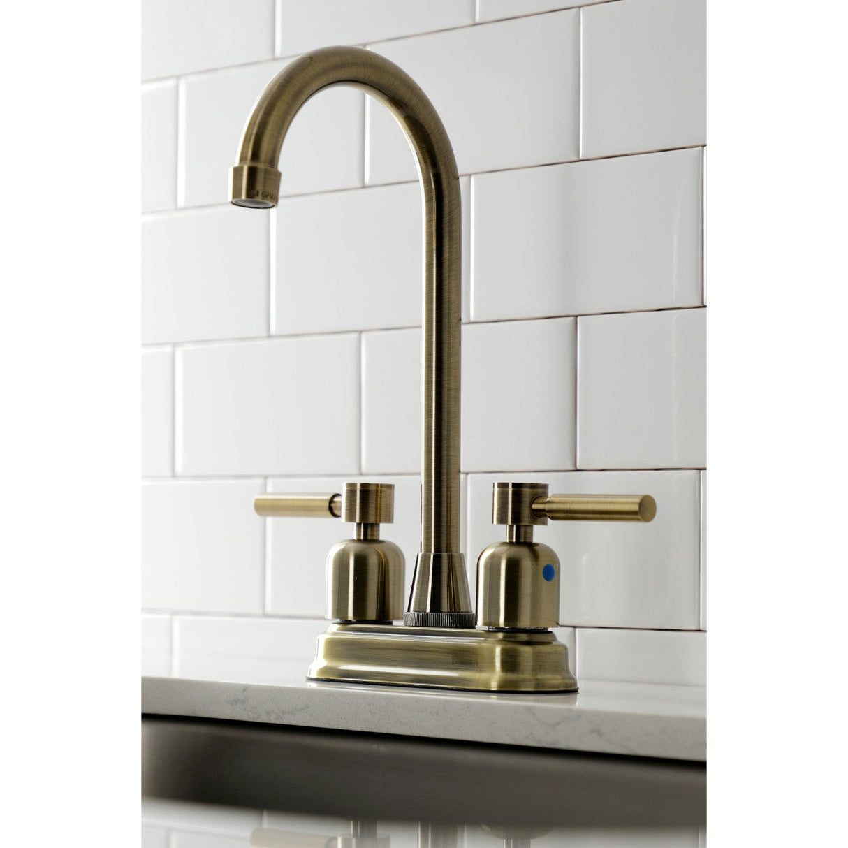 Concord KB8493DL Two-Handle 2-Hole Deck Mount Bar Faucet, Antique Brass
