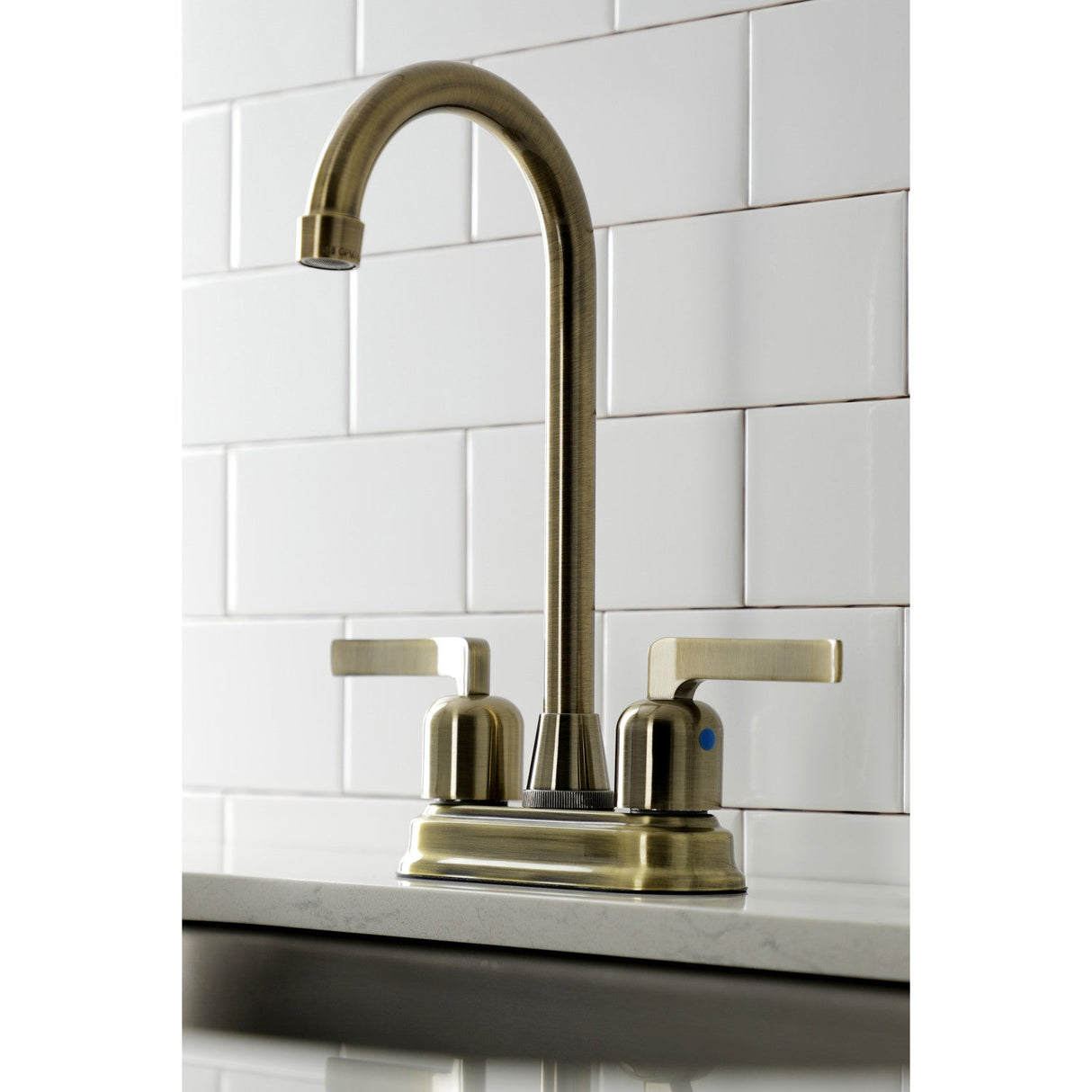 Centurion KB8493EFL Two-Handle 2-Hole Deck Mount Bar Faucet, Antique Brass