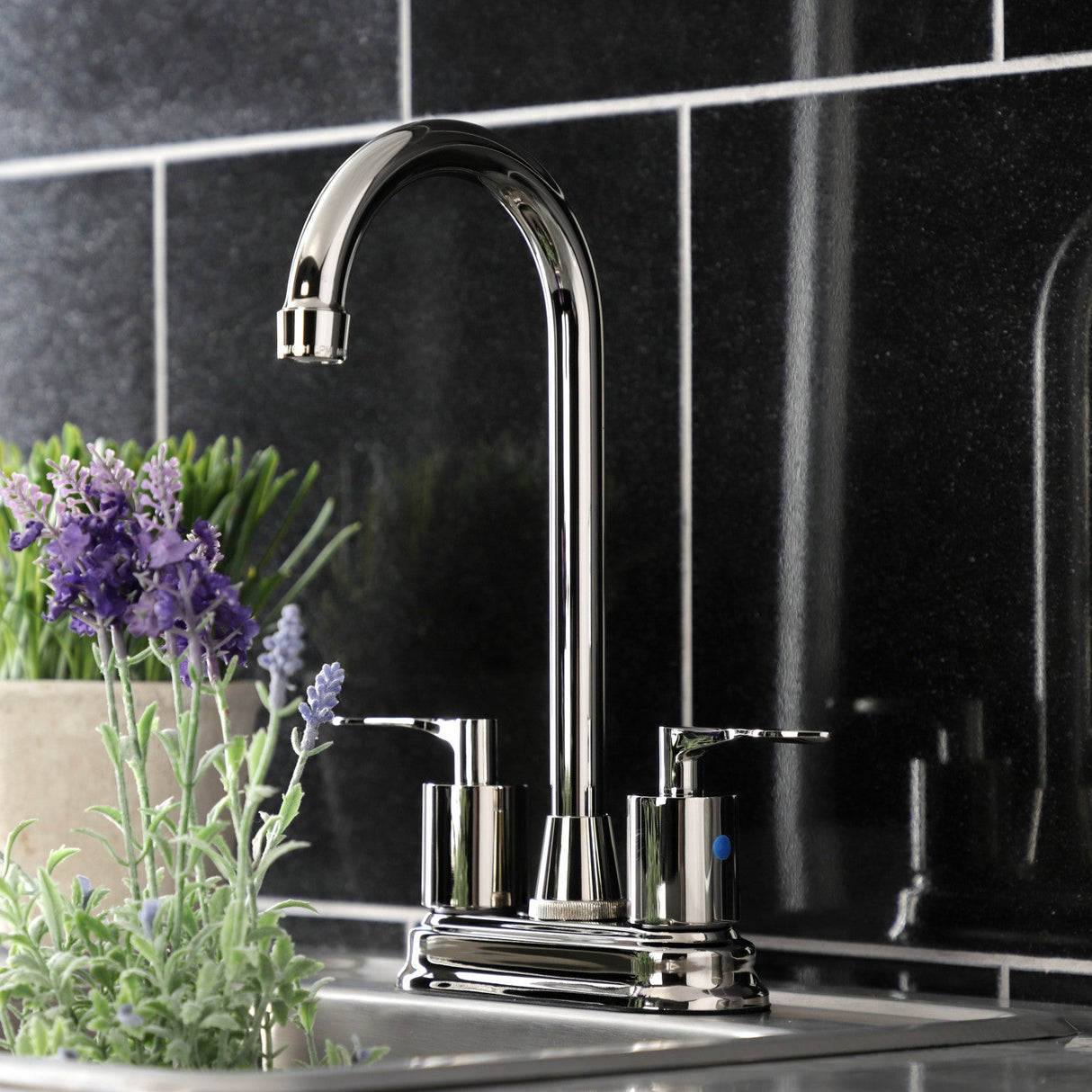 Serena KB8496SVL Two-Handle 2-Hole Deck Mount Bar Faucet, Polished Nickel