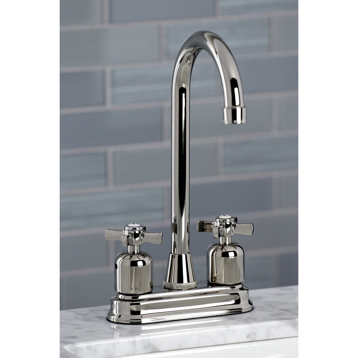 Millennium KB8496ZX Two-Handle 2-Hole Deck Mount Bar Faucet, Polished Nickel