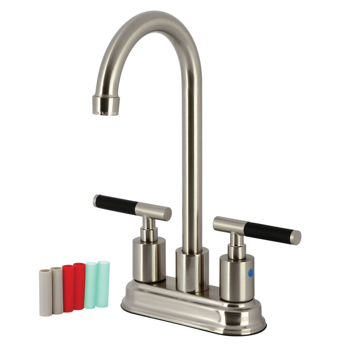 Kaiser KB8498CKL Two-Handle 2-Hole Deck Mount Bar Faucet, Brushed Nickel