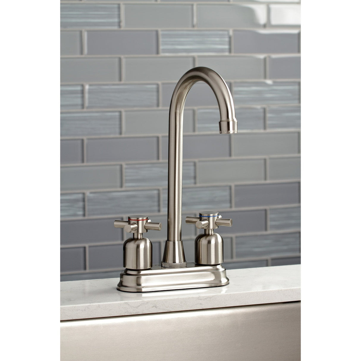 Concord KB8498DX Two-Handle 2-Hole Deck Mount Bar Faucet, Brushed Nickel