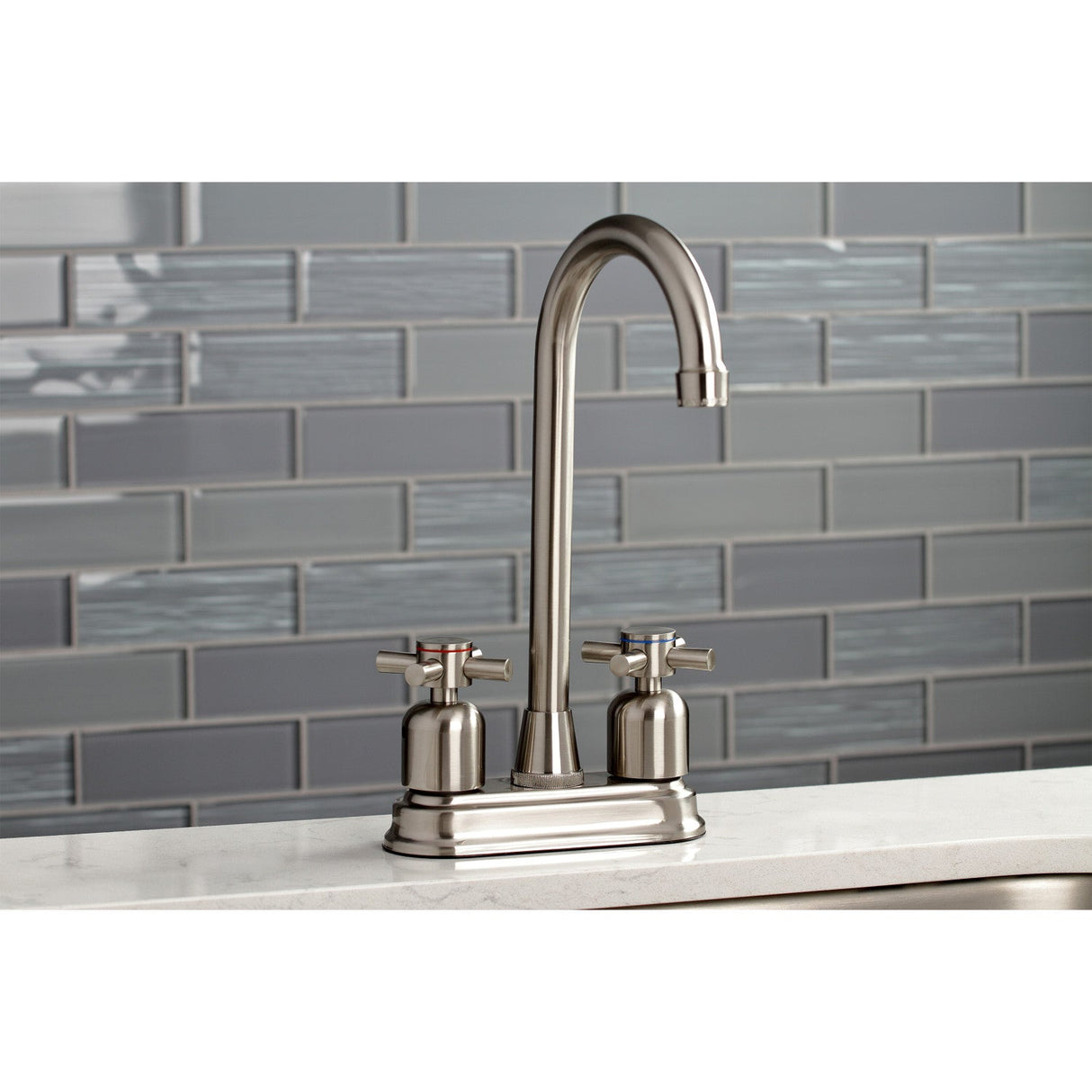 Concord KB8498DX Two-Handle 2-Hole Deck Mount Bar Faucet, Brushed Nickel