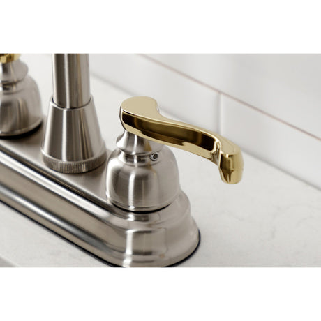 Royale KB8499FL Two-Handle 2-Hole Deck Mount Bar Faucet, Brushed Nickel/Polished Brass
