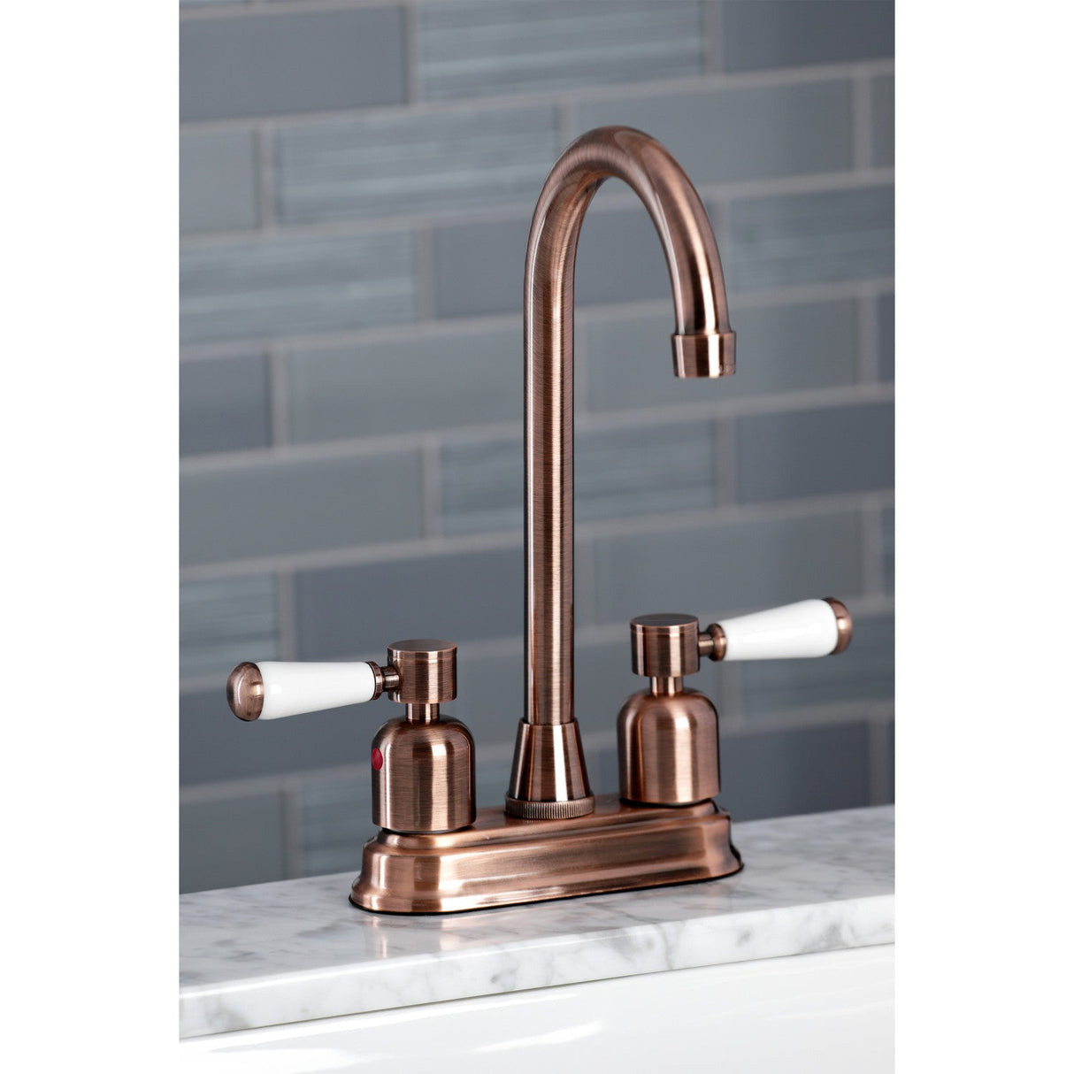 Paris KB849DPLAC Two-Handle 2-Hole Deck Mount Bar Faucet, Antique Copper