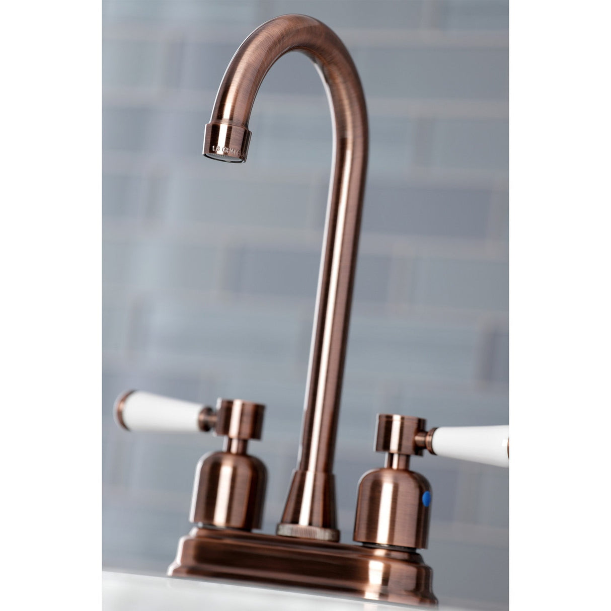 Paris KB849DPLAC Two-Handle 2-Hole Deck Mount Bar Faucet, Antique Copper