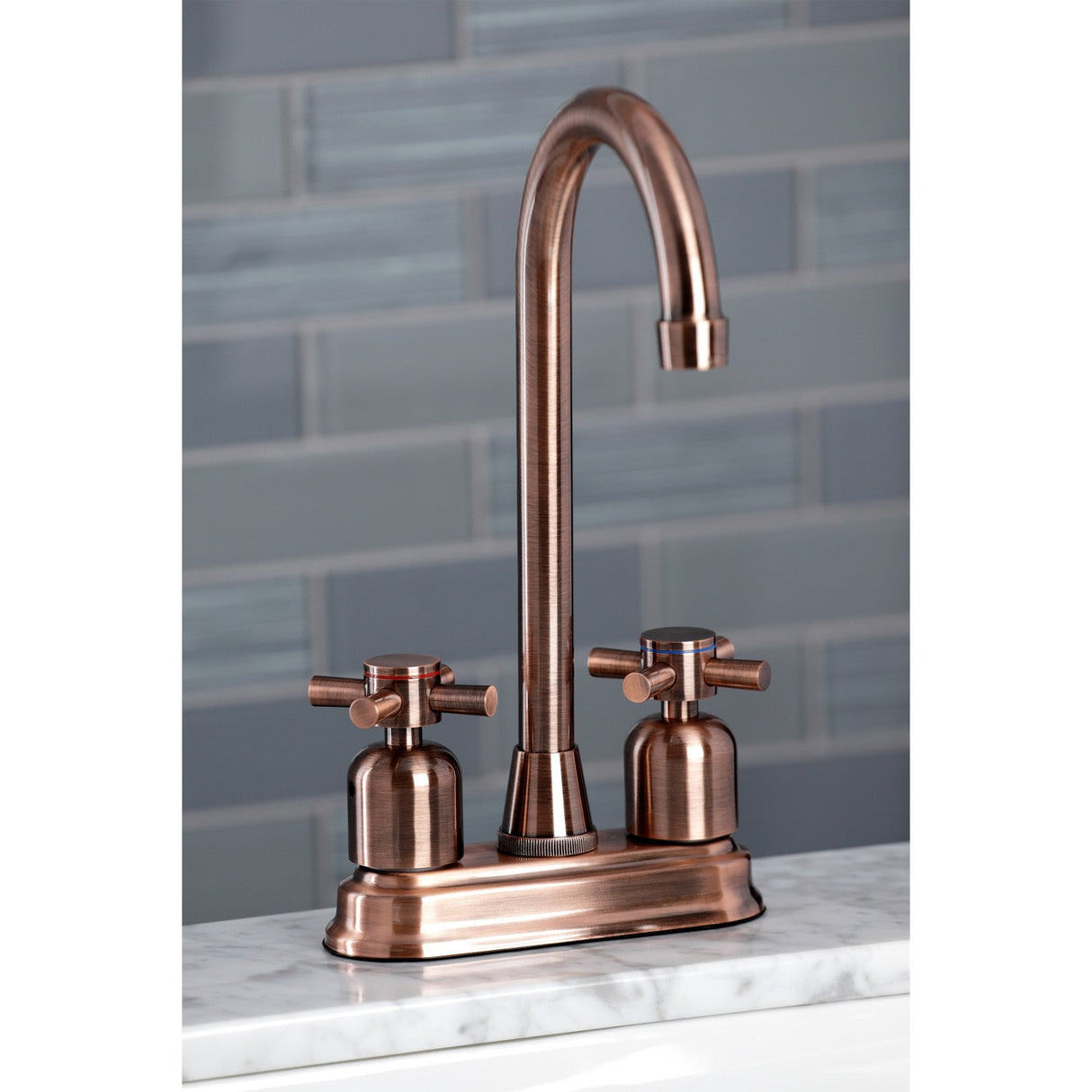 Concord KB849DXAC Two-Handle 2-Hole Deck Mount Bar Faucet, Antique Copper