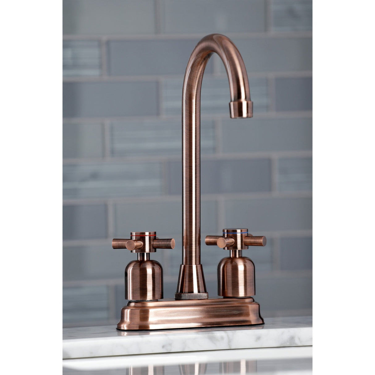 Concord KB849DXAC Two-Handle 2-Hole Deck Mount Bar Faucet, Antique Copper