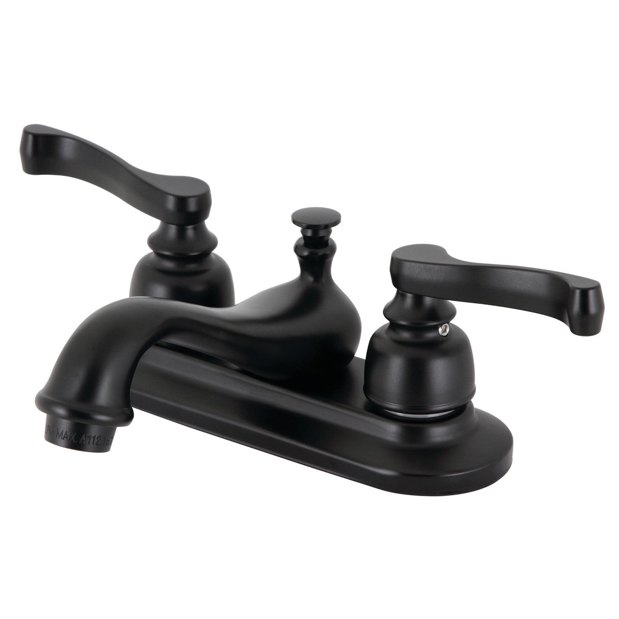 Royale KB8600 Two-Handle 3-Hole Deck Mount 4" Centerset Bathroom Faucet with Plastic Pop-Up, Matte Black
