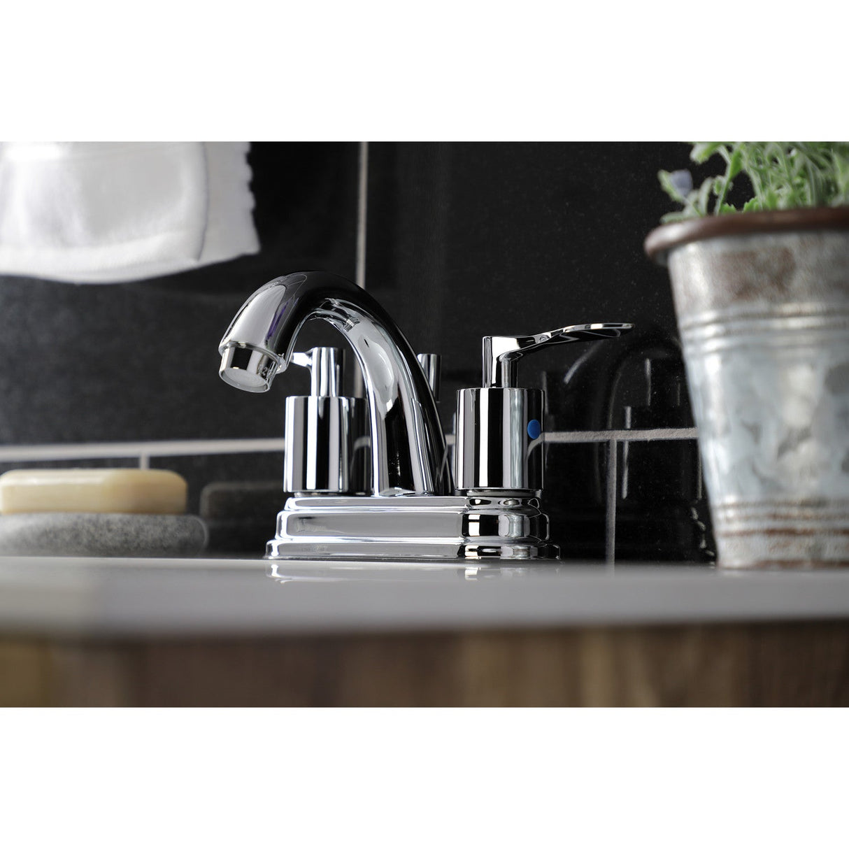 Serena KB8611SVL Two-Handle 3-Hole Deck Mount 4" Centerset Bathroom Faucet with Retail Pop-Up, Polished Chrome