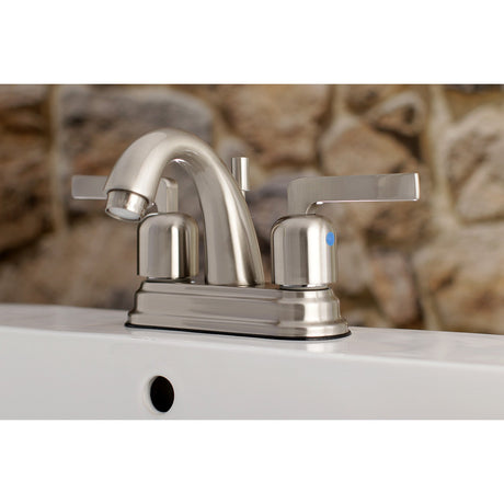 Centurion KB8618EFL Two-Handle 3-Hole Deck Mount 4" Centerset Bathroom Faucet with Plastic Pop-Up, Brushed Nickel