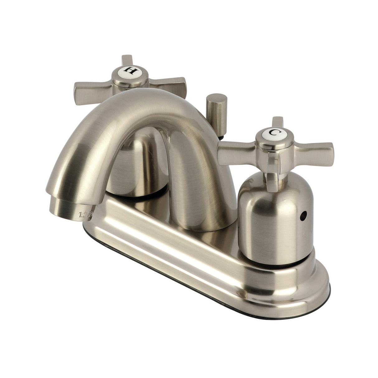 Millennium KB8618ZX Two-Handle 3-Hole Deck Mount 4" Centerset Bathroom Faucet with Plastic Pop-Up, Brushed Nickel