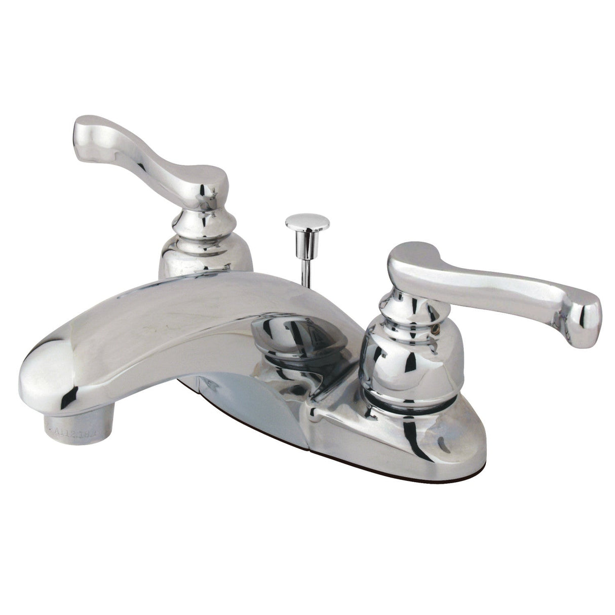 Royale KB8621FL Two-Handle 3-Hole Deck Mount 4" Centerset Bathroom Faucet with Plastic Pop-Up, Polished Chrome
