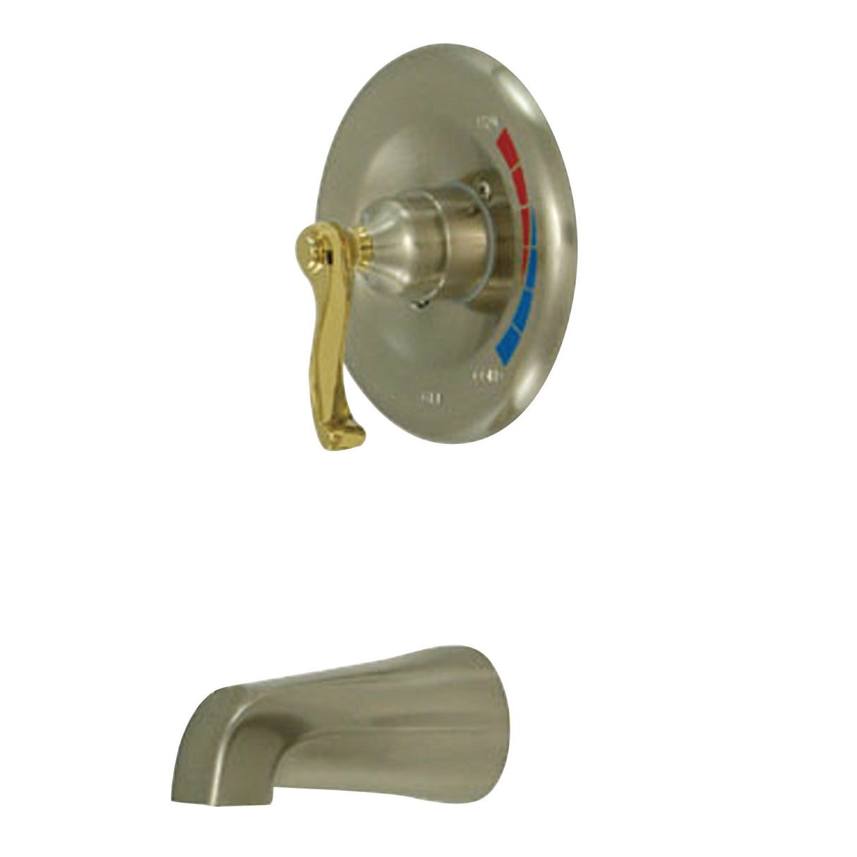 Royale KB8639FLTO Single-Handle 2-Hole Wall Mount Tub and Shower Faucet Tub Only, Brushed Nickel/Polished Brass