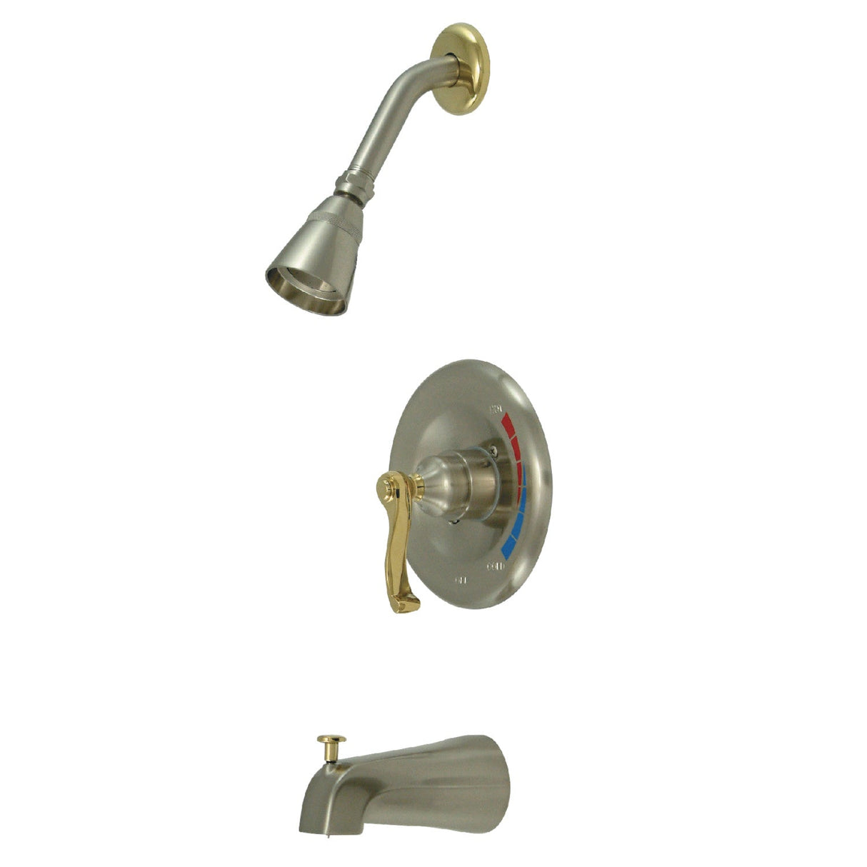 Royale KB8639FLT Single-Handle 3-Hole Wall Mount Tub and Shower Faucet Trim Only, Brushed Nickel/Polished Brass