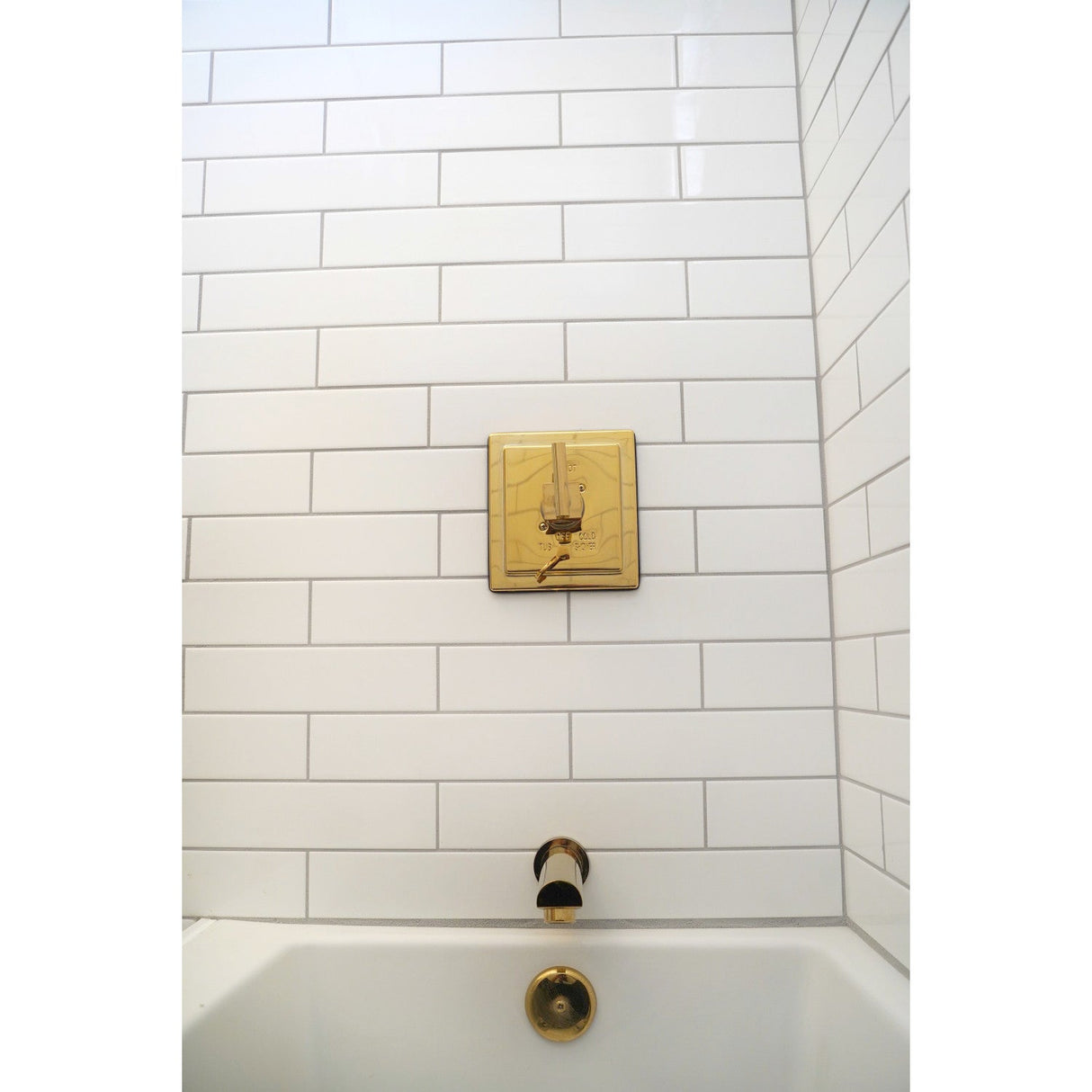 Claremont KB86520CQL Single-Handle 3-Hole Wall Mount Tub and Shower Faucet, Polished Brass