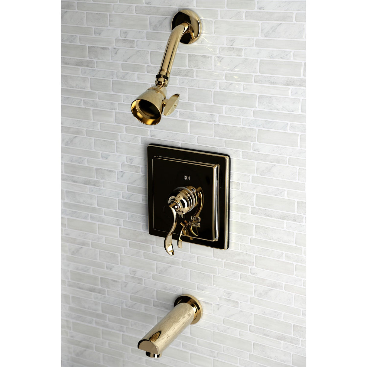 KB86520DFL Single-Handle 3-Hole Wall Mount Tub and Shower Faucet, Polished Brass