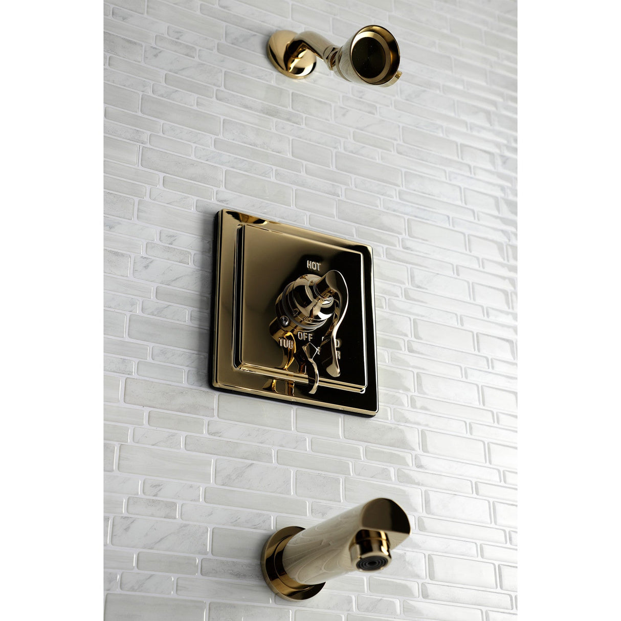 KB86520DFL Single-Handle 3-Hole Wall Mount Tub and Shower Faucet, Polished Brass