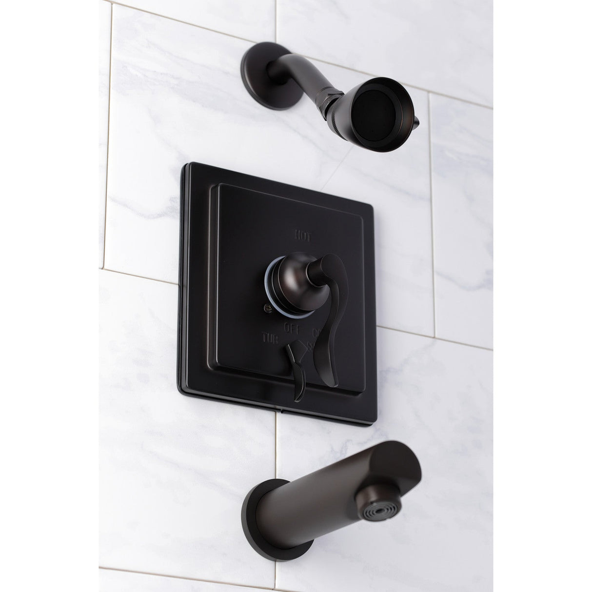 KB86550DFL Single-Handle 3-Hole Wall Mount Tub and Shower Faucet, Oil Rubbed Bronze