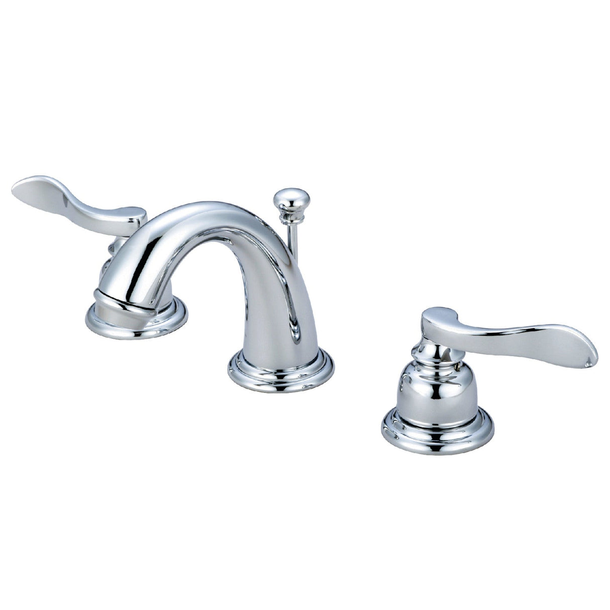 NuWave French KB8911NFL Two-Handle 3-Hole Deck Mount Widespread Bathroom Faucet with Plastic Pop-Up, Polished Chrome