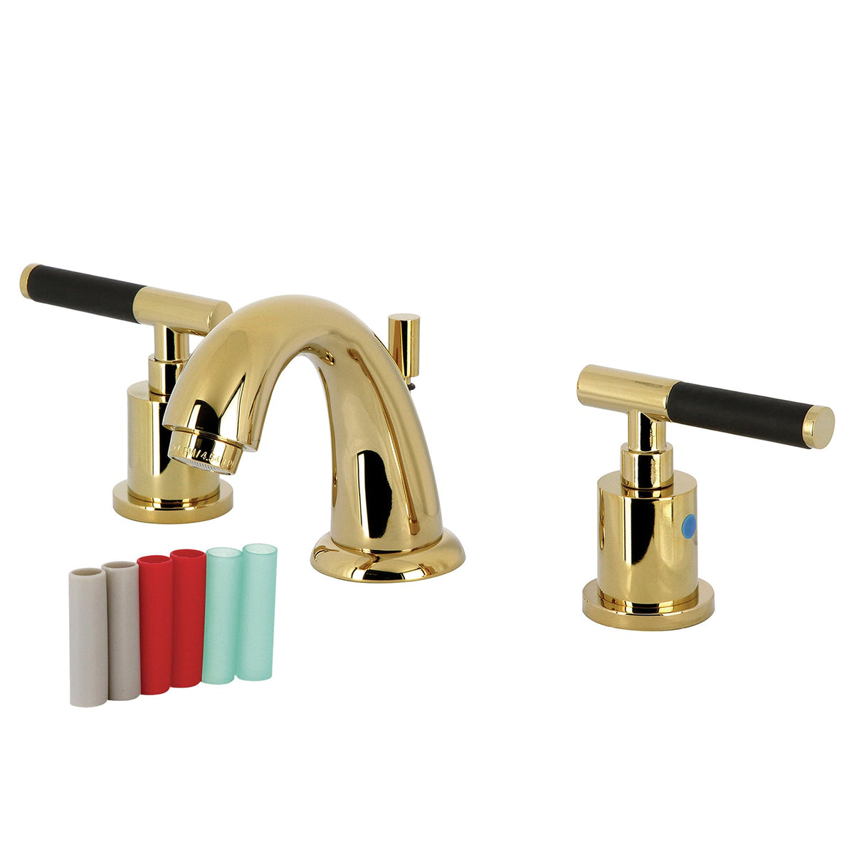 Kaiser KB8912CKL Two-Handle 3-Hole Deck Mount Widespread Bathroom Faucet with Pop-Up Drain, Polished Brass
