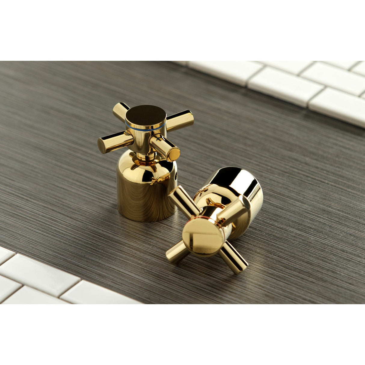 Concord KB8912DX Two-Handle 3-Hole Deck Mount Widespread Bathroom Faucet with Plastic Pop-Up, Polished Brass