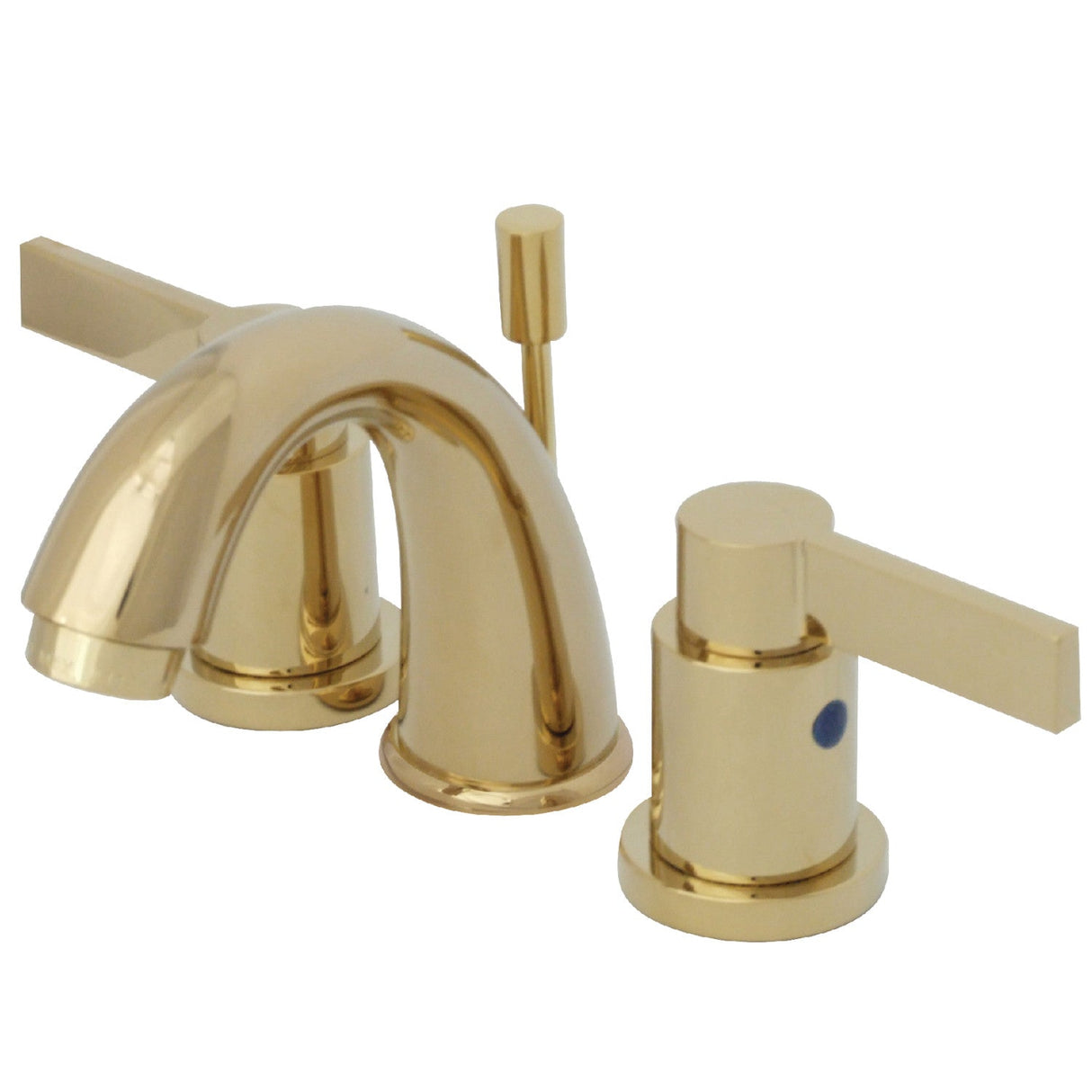 NuvoFusion KB8912NDL Two-Handle 3-Hole Deck Mount Widespread Bathroom Faucet with Plastic Pop-Up, Polished Brass