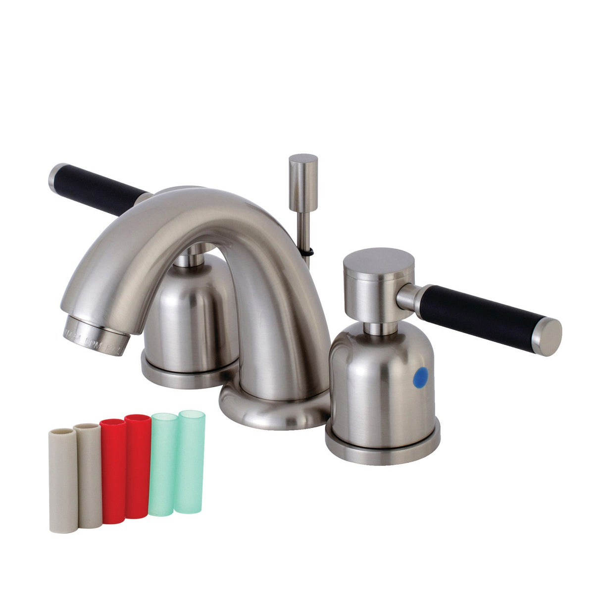 Kaiser KB8918DKL Two-Handle 3-Hole Deck Mount Widespread Bathroom Faucet with Plastic Pop-Up, Brushed Nickel