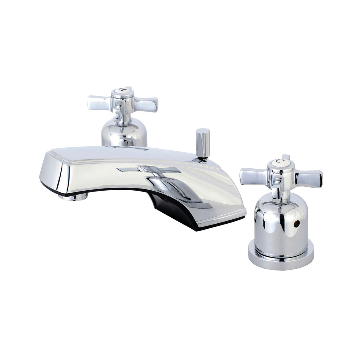 Millennium KB8921ZX Two-Handle 3-Hole Deck Mount Widespread Bathroom Faucet with Plastic Pop-Up, Polished Chrome