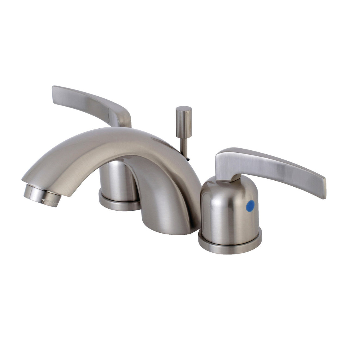 Centurion KB8958EFL Two-Handle 3-Hole Deck Mount Mini-Widespread Bathroom Faucet with Plastic Pop-Up, Brushed Nickel