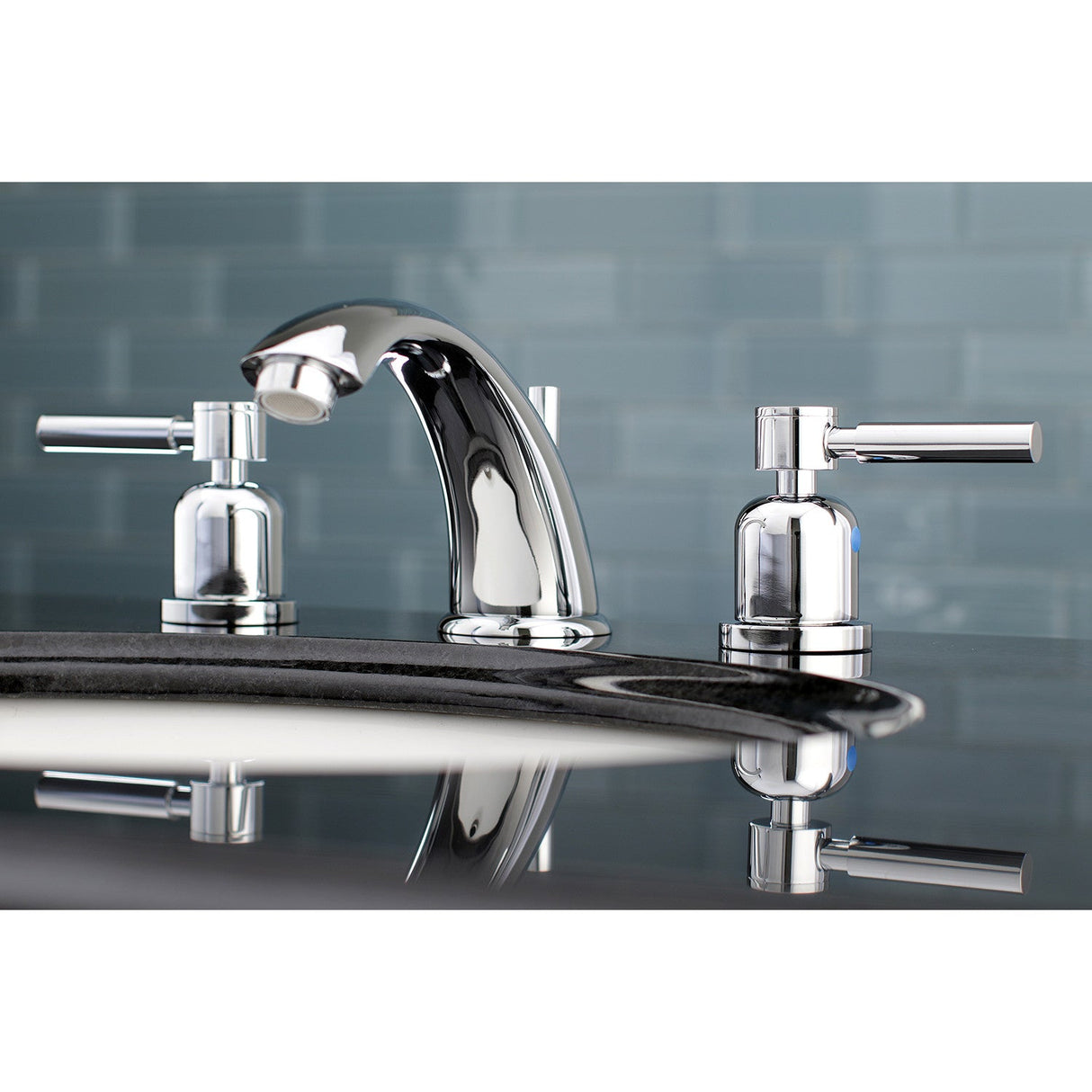 Concord KB8961DL Two-Handle 3-Hole Deck Mount Widespread Bathroom Faucet with Plastic Pop-Up, Polished Chrome