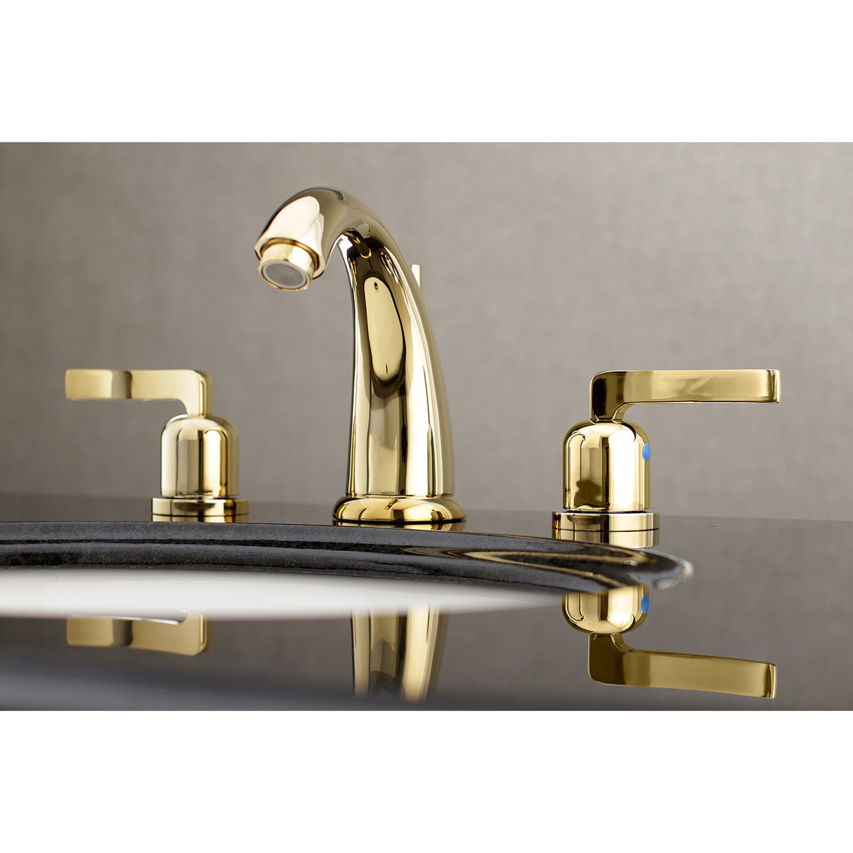Centurion KB8982EFL Two-Handle 3-Hole Deck Mount Widespread Bathroom Faucet with Plastic Pop-Up, Polished Brass