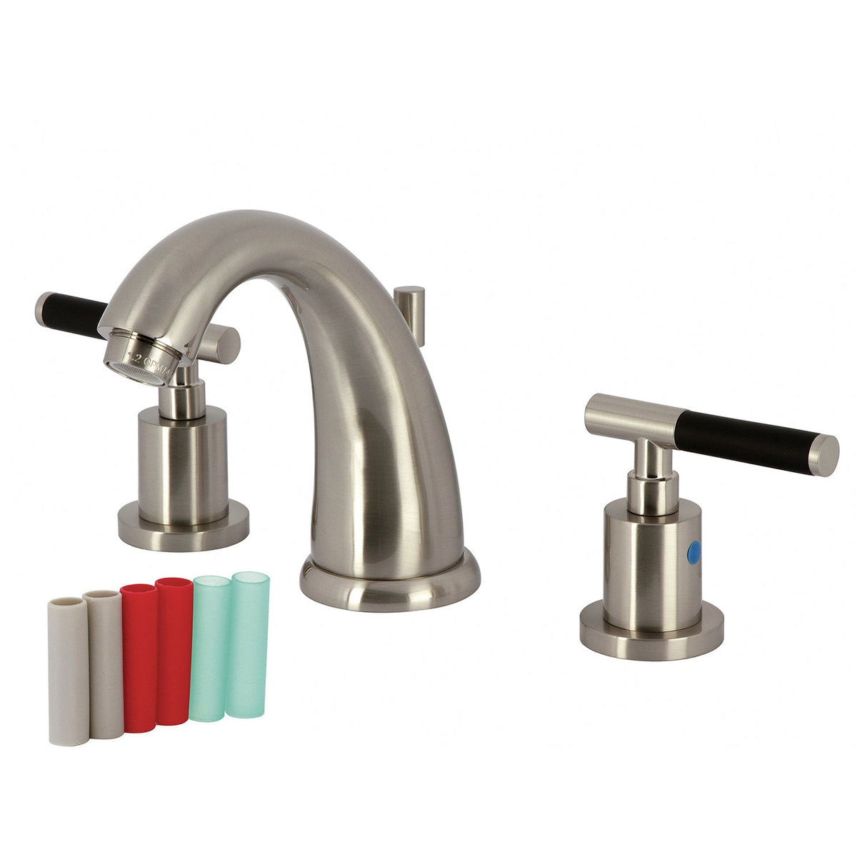 Kaiser KB8988CKL Two-Handle 3-Hole Deck Mount Widespread Bathroom Faucet with Pop-Up Drain, Brushed Nickel