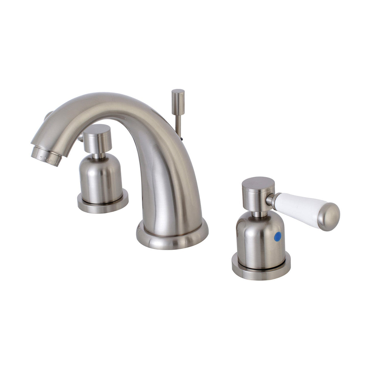Paris KB8988DPL Two-Handle 3-Hole Deck Mount Widespread Bathroom Faucet with Plastic Pop-Up, Brushed Nickel