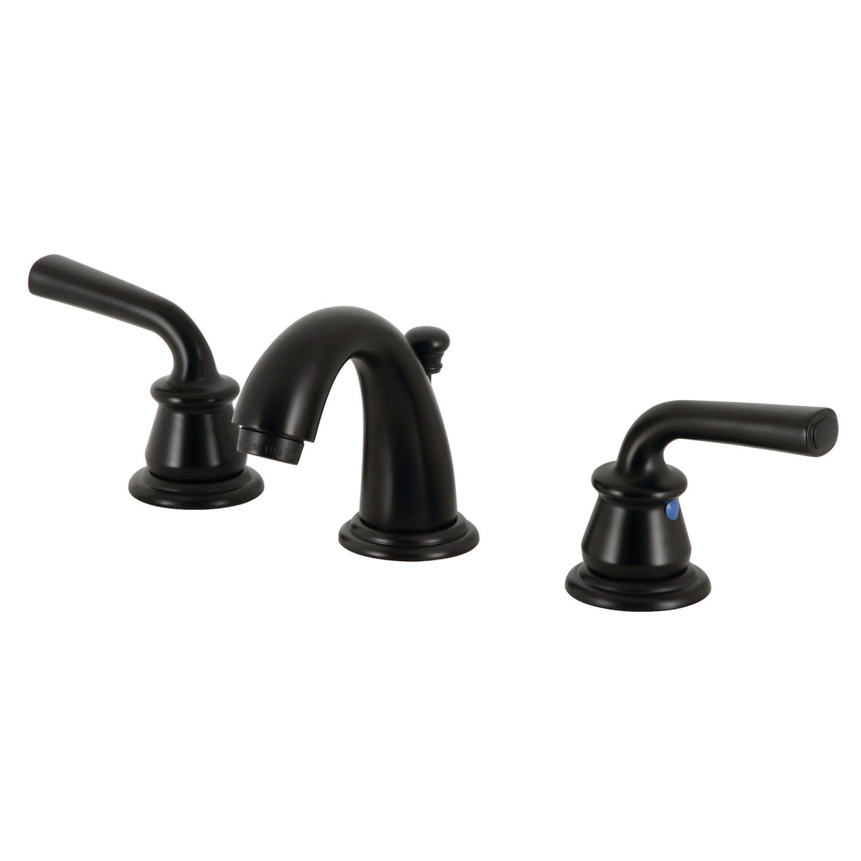Restoration KB910RXL Two-Handle 3-Hole Deck Mount Widespread Bathroom Faucet with Plastic Pop-Up, Matte Black