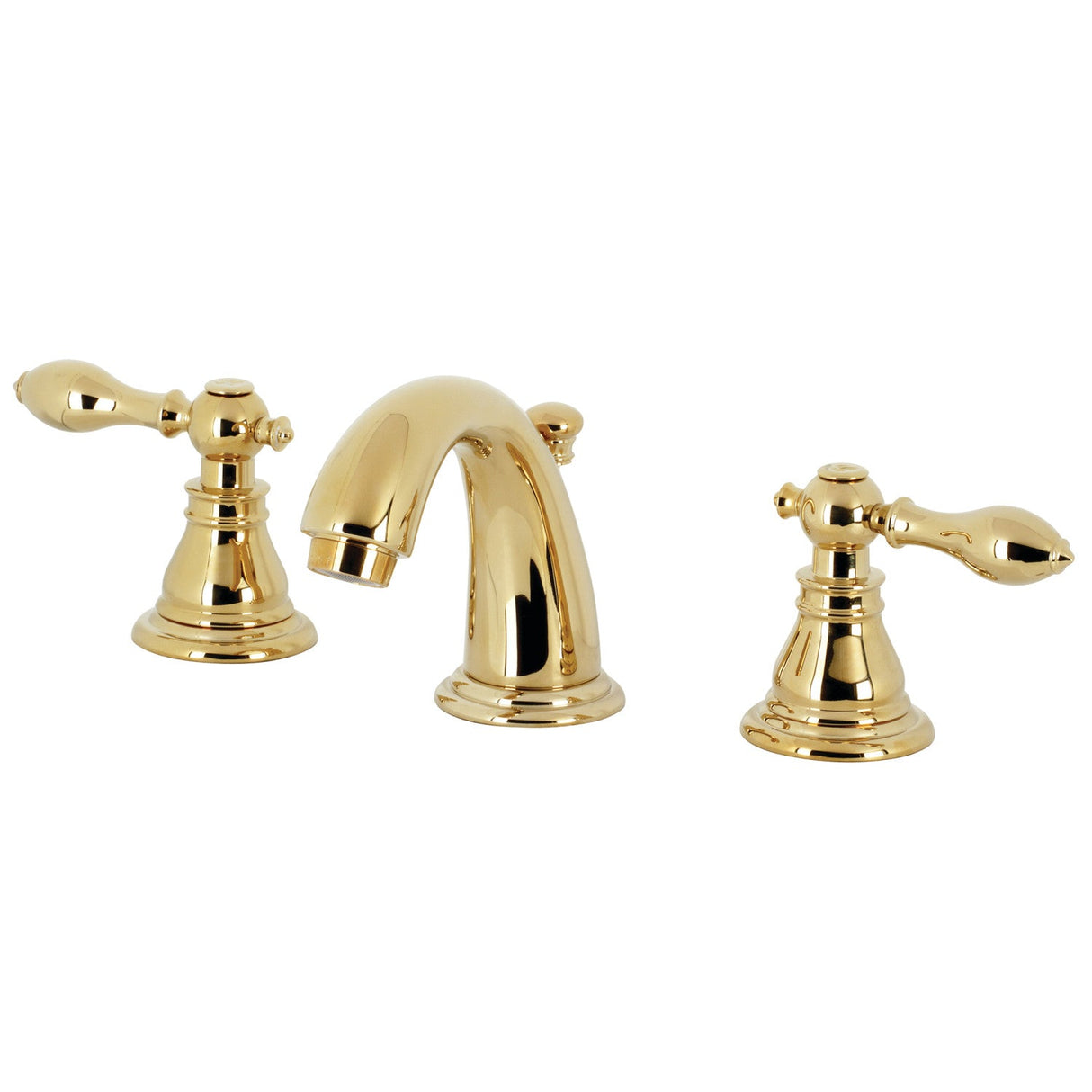 American Classic KB912ACL Two-Handle 3-Hole Deck Mount Widespread Bathroom Faucet with Plastic Pop-Up, Polished Brass