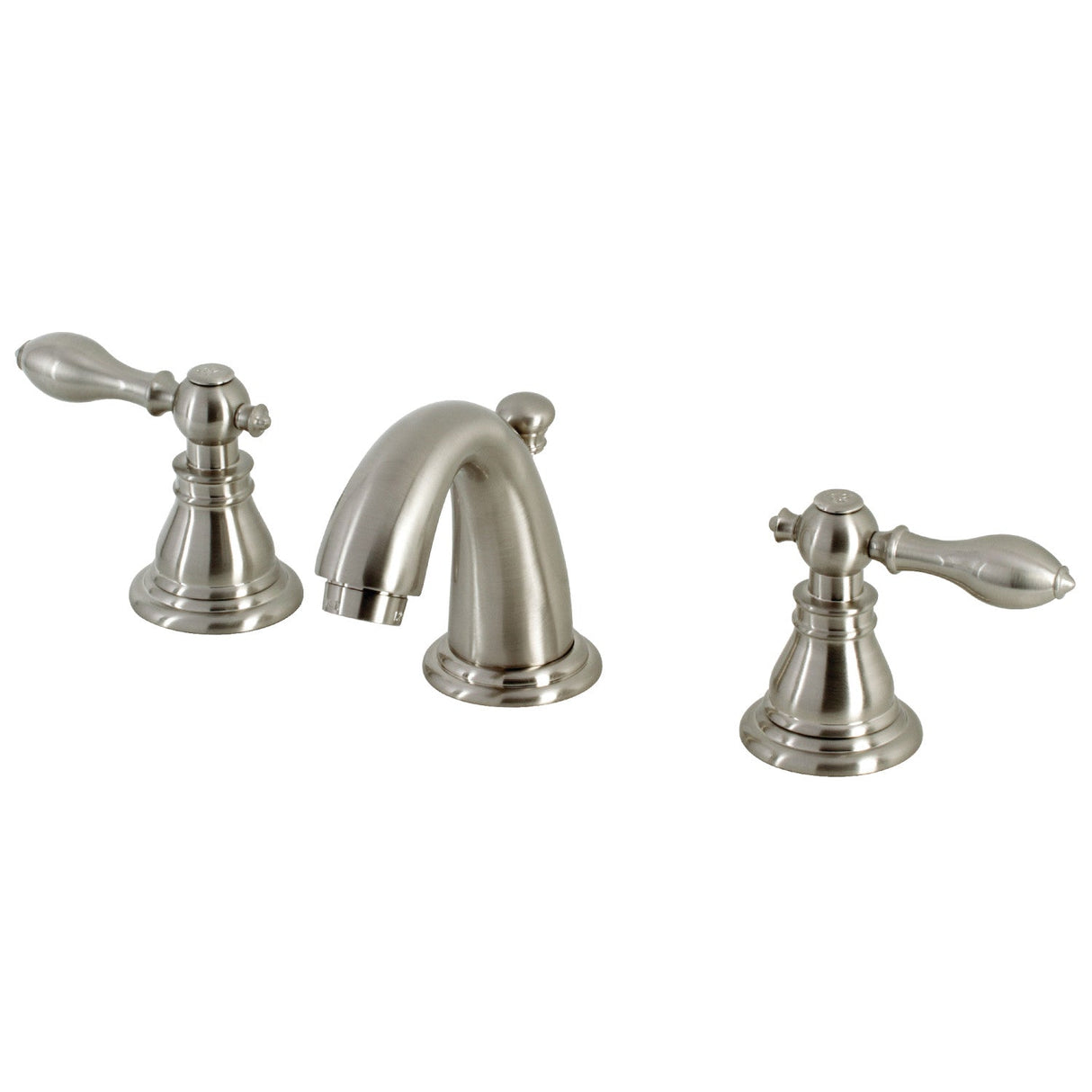 American Classic KB918ACL Two-Handle 3-Hole Deck Mount Widespread Bathroom Faucet with Plastic Pop-Up, Brushed Nickel