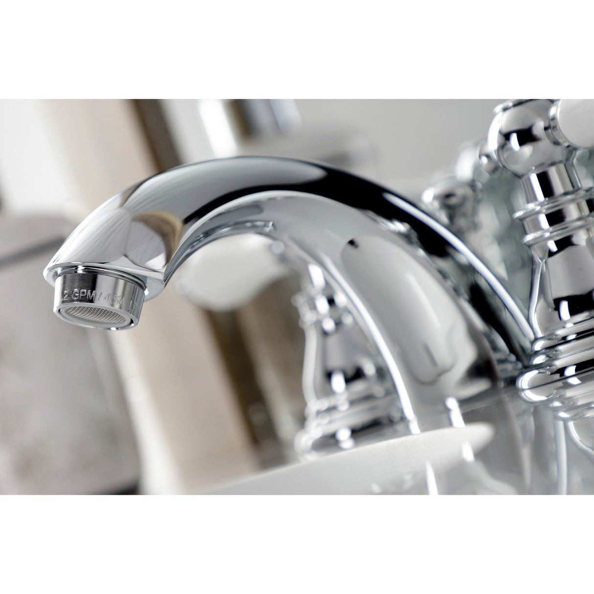 American Patriot KB951APL Two-Handle 3-Hole Deck Mount Mini-Widespread Bathroom Faucet with Plastic Pop-Up, Polished Chrome
