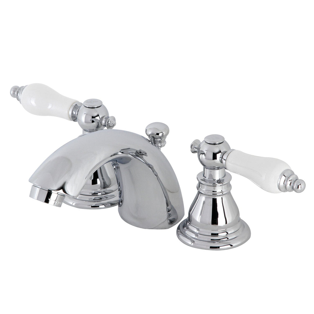 American Patriot KB951APL Two-Handle 3-Hole Deck Mount Mini-Widespread Bathroom Faucet with Plastic Pop-Up, Polished Chrome