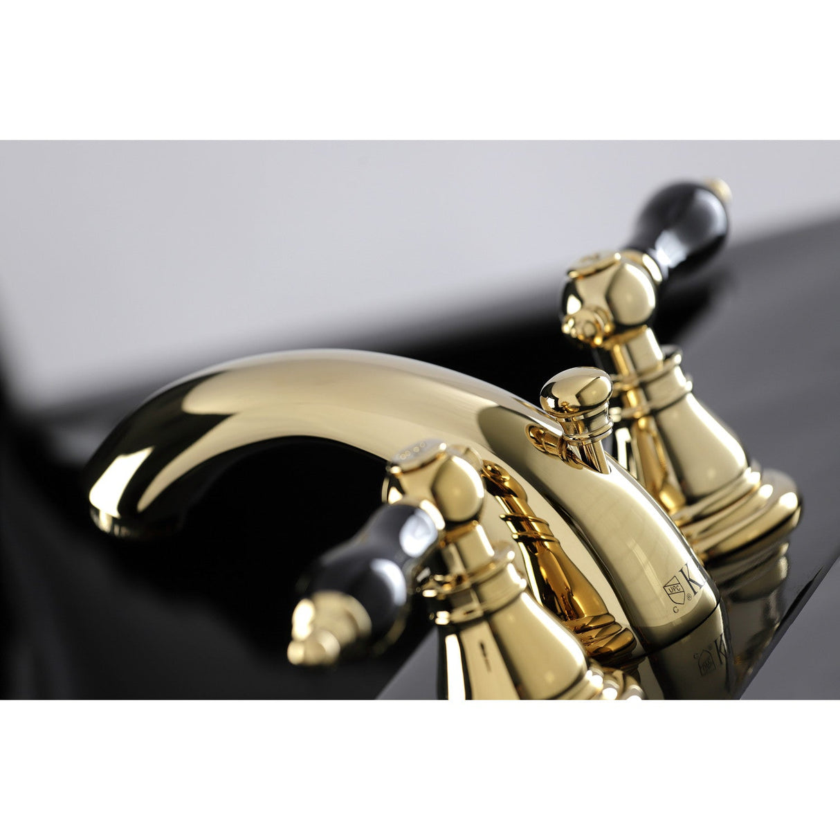 Duchess KB952AKL Two-Handle 3-Hole Deck Mount Mini-Widespread Bathroom Faucet with Plastic Pop-Up, Polished Brass