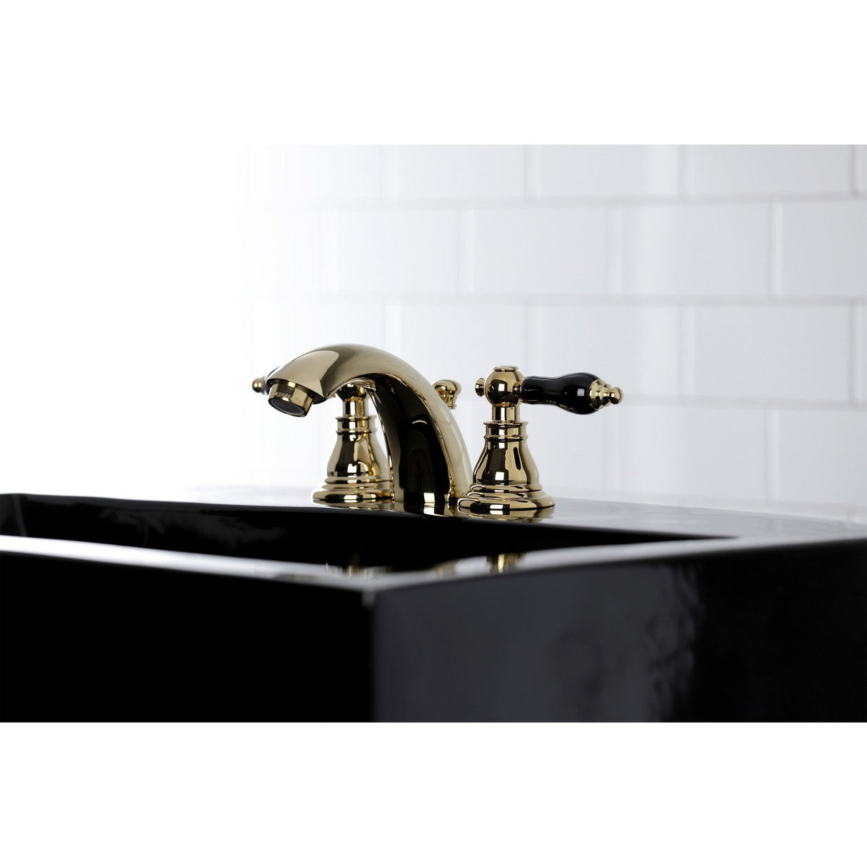 Duchess KB952AKL Two-Handle 3-Hole Deck Mount Mini-Widespread Bathroom Faucet with Plastic Pop-Up, Polished Brass
