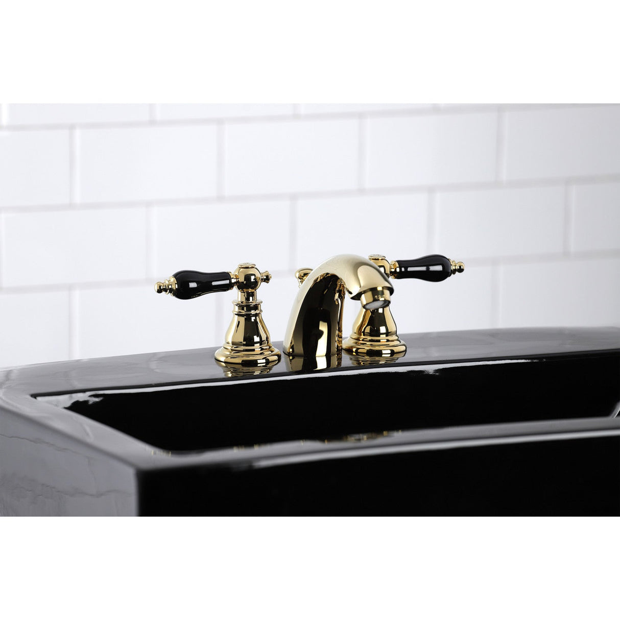 Duchess KB952AKL Two-Handle 3-Hole Deck Mount Mini-Widespread Bathroom Faucet with Plastic Pop-Up, Polished Brass
