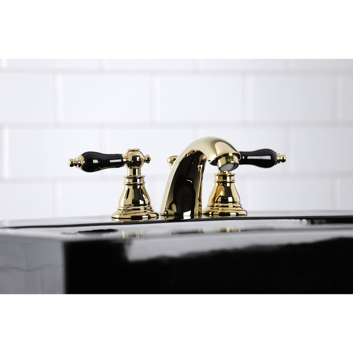 Duchess KB952AKL Two-Handle 3-Hole Deck Mount Mini-Widespread Bathroom Faucet with Plastic Pop-Up, Polished Brass