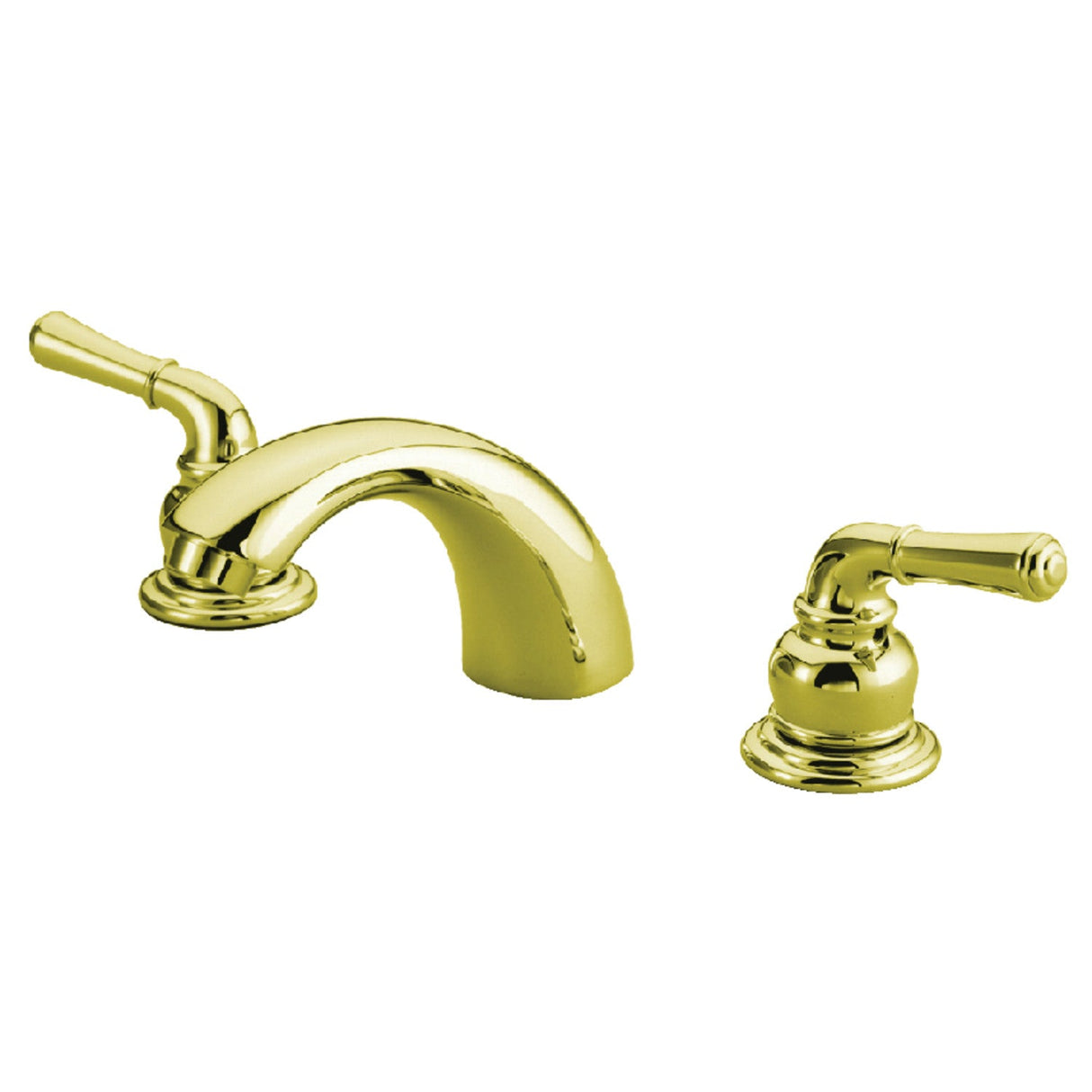 Magellan KB952 Two-Handle 3-Hole Deck Mount Mini-Widespread Bathroom Faucet with Plastic Pop-Up, Polished Brass
