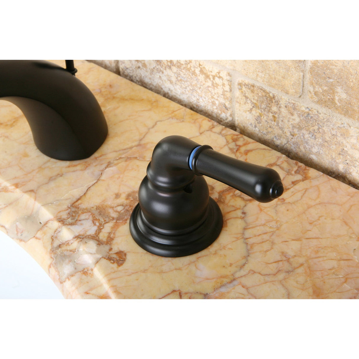 Magellan KB955 Two-Handle 3-Hole Deck Mount Mini-Widespread Bathroom Faucet with Plastic Pop-Up, Oil Rubbed Bronze